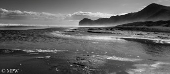 Piha Beach on a stormy winter day, west Auckland
